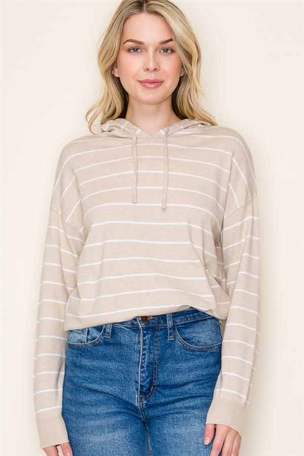 Striped Pullover Hooded Sweater