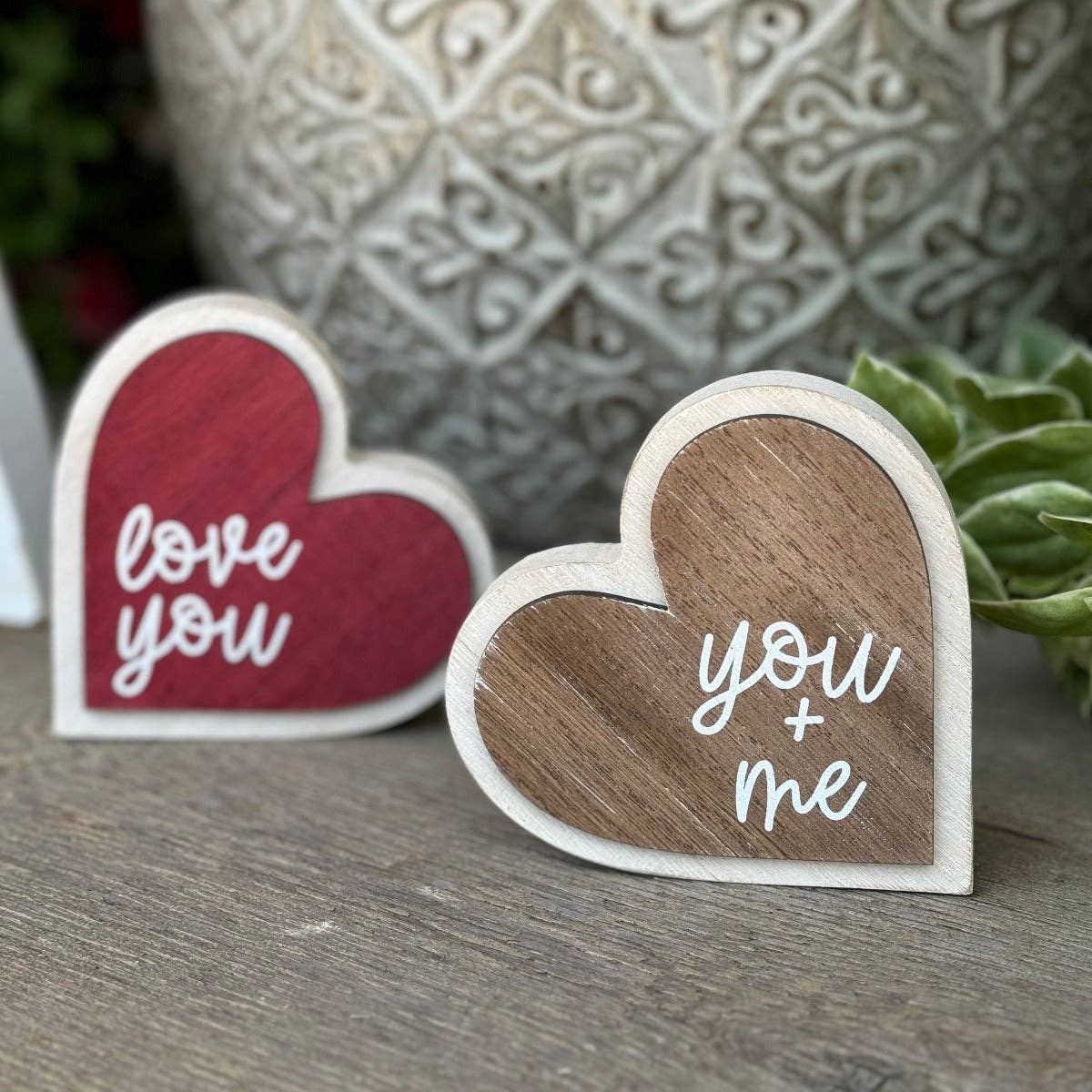 Reversible Love/You + Me Heart Decor