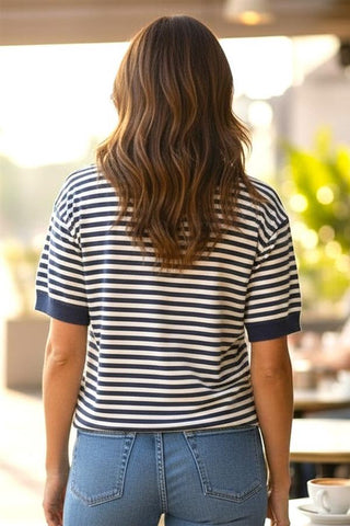 Half Sleeve Stripe Sweater