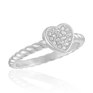 CZ Heart Twisted Band Stack Ring