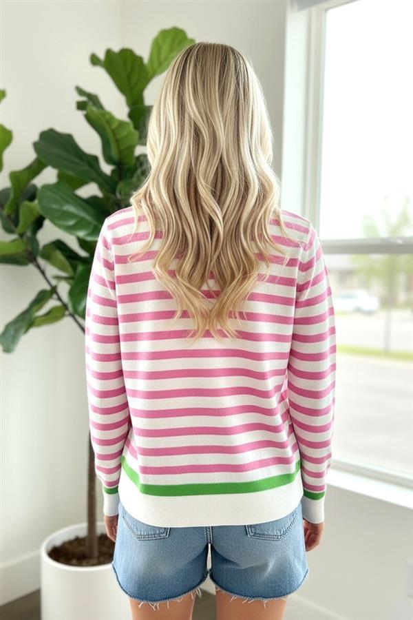 Button Down Striped Sweater