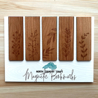 Floral Icons Magnetic Wooden Bookmarks