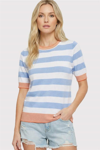 Short Sleeve Bold Stripe Crew