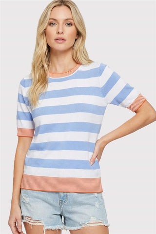 Short Sleeve Bold Stripe Crew