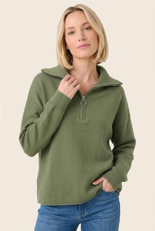 Women's O-Ring Half-Zip Mock Neck Sweater