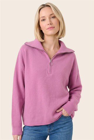 Women's O-Ring Half-Zip Mock Neck Sweater