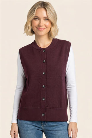 Women's Button-Front Ribbed Sweater Vest