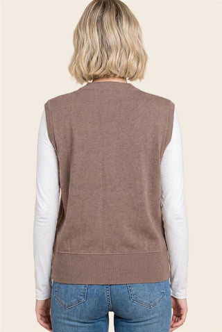 Women's Button-Front Ribbed Sweater Vest