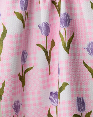 Geometry Tulip Town Tea Towel – Pink Gingham & Tulip Kitchen Towel