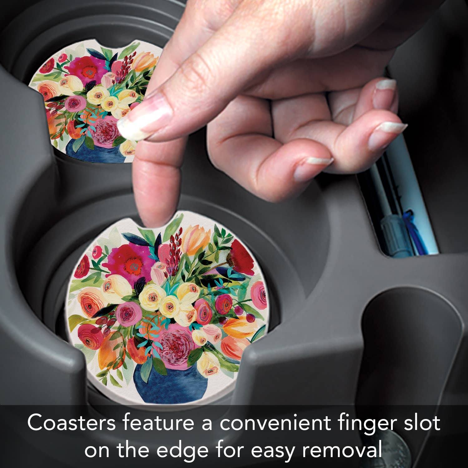 "Morning Joy" Absorbent Stone Car Coaster 1pk