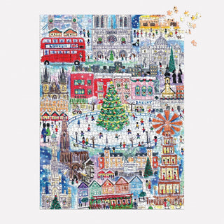 Michael Storrings Christmas Around the World 1500-Piece Puzzle | Holiday Puzzle