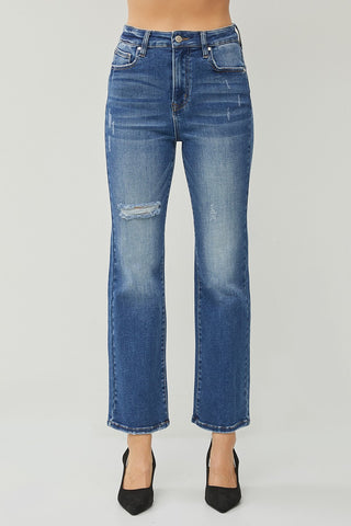 Risen Straight Ankle Jeans