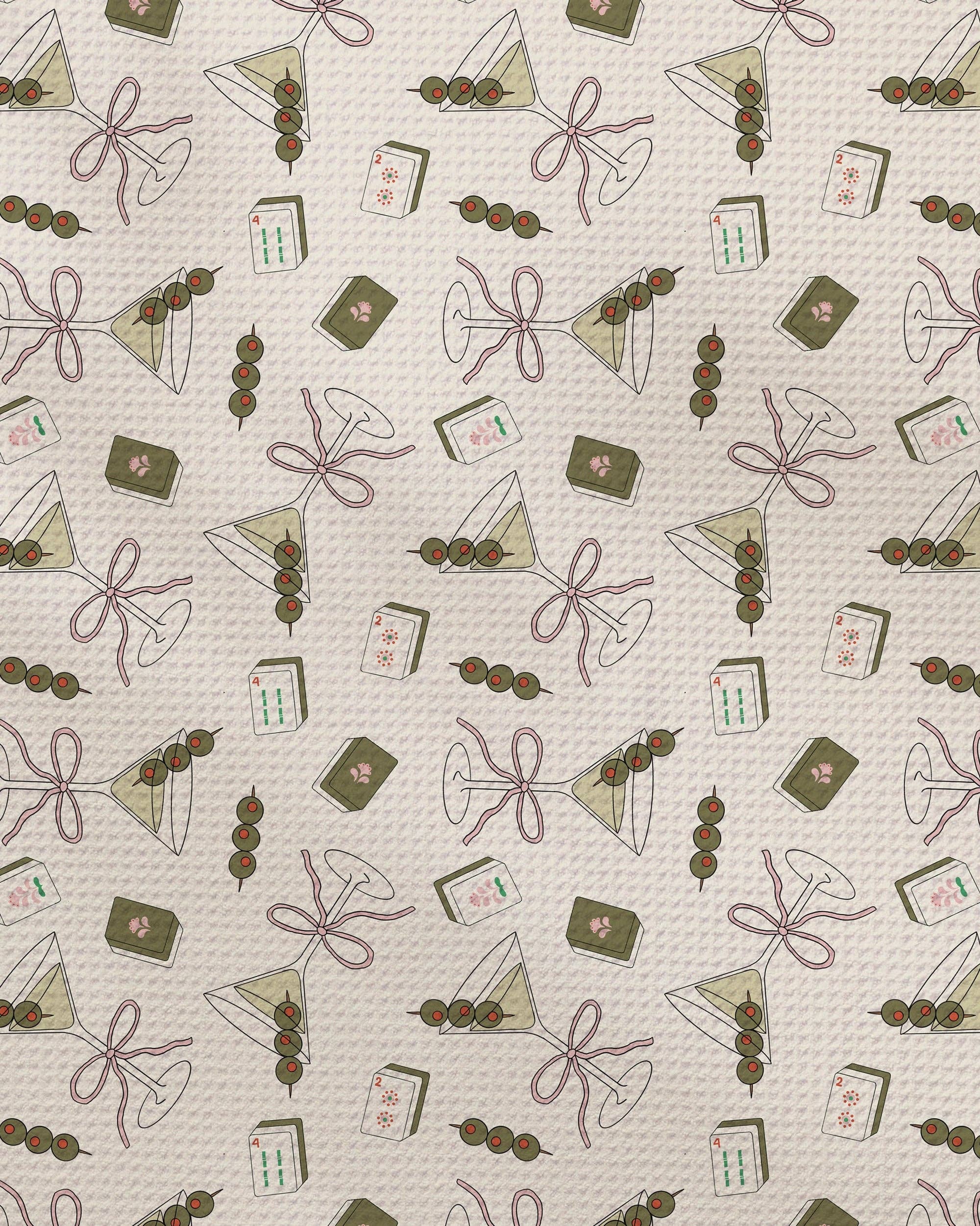 Geometry Martini Tiles Tea Towel | Cocktail & Mahjong Print