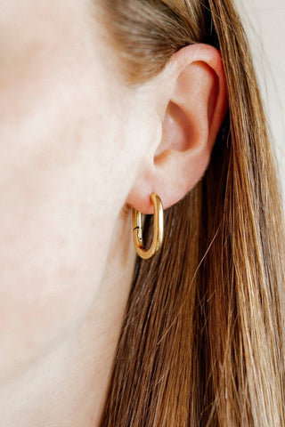 Pasadena CZ Stud & Huggie Hoop Gold Tone Earring Set