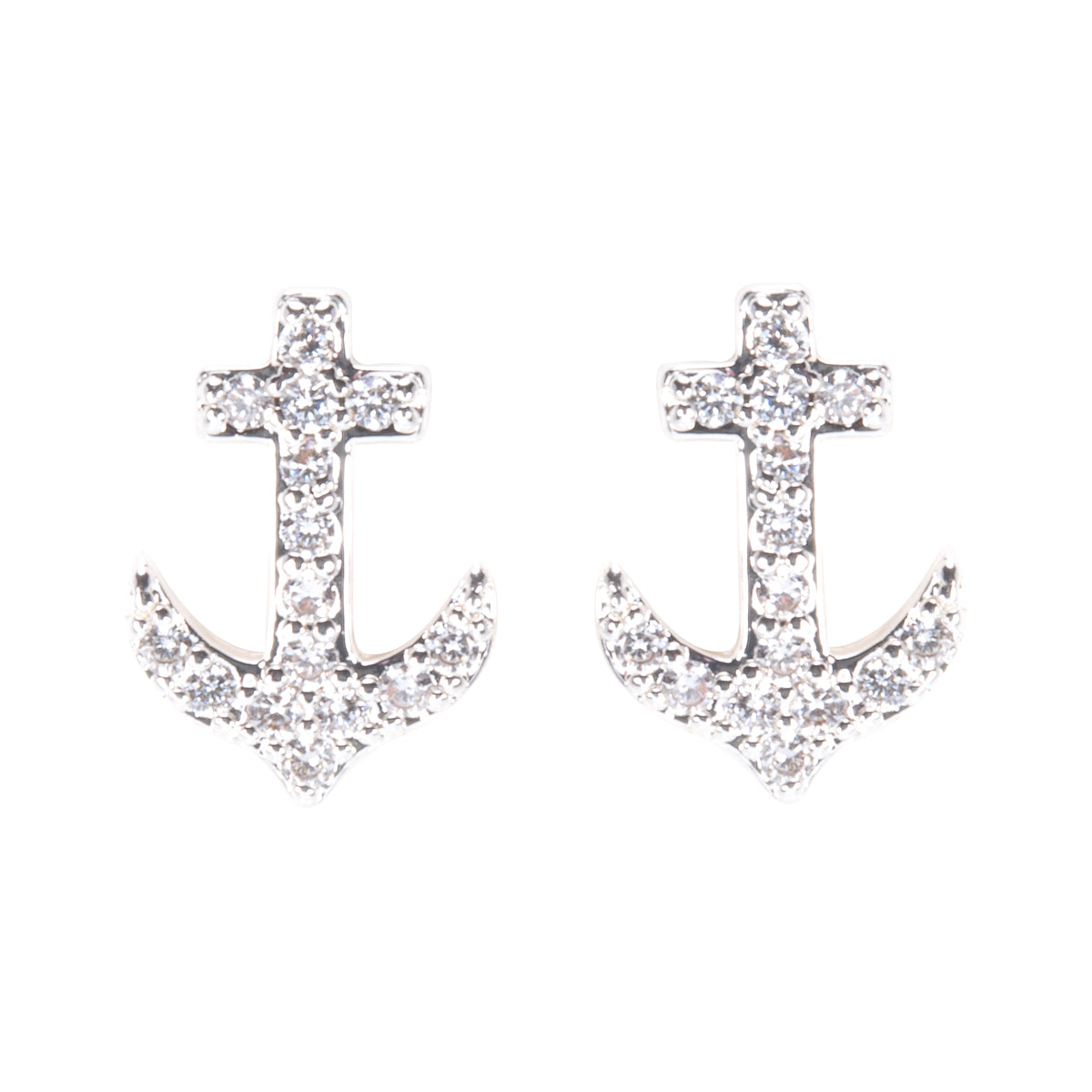Cross Anchor Dove Earrings - Silver