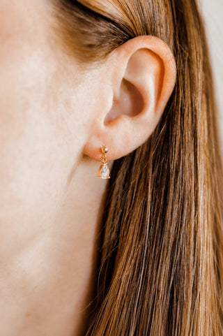 Millie Teardrop CZ Gold Screwback Stud Earrings