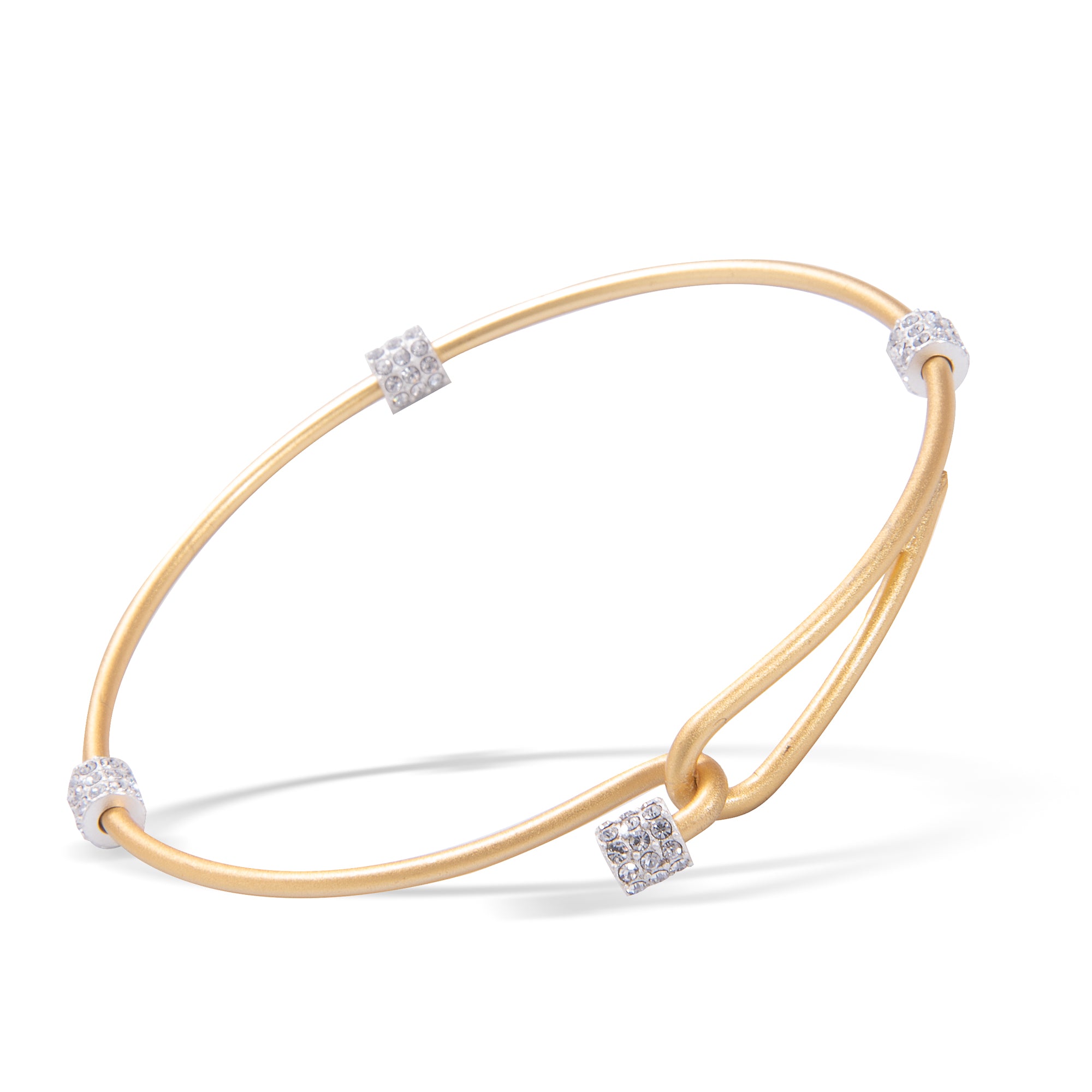 Crystal Adjustable 2 Tone Bangle - Gold