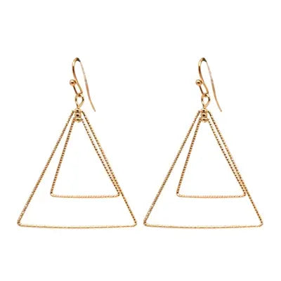 Double Layered Textured Triangle Drop Earrings