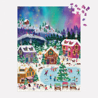Joy Laforme Northern Lights 1000-Piece Foil Puzzle | Aurora Borealis Winter Puzzle