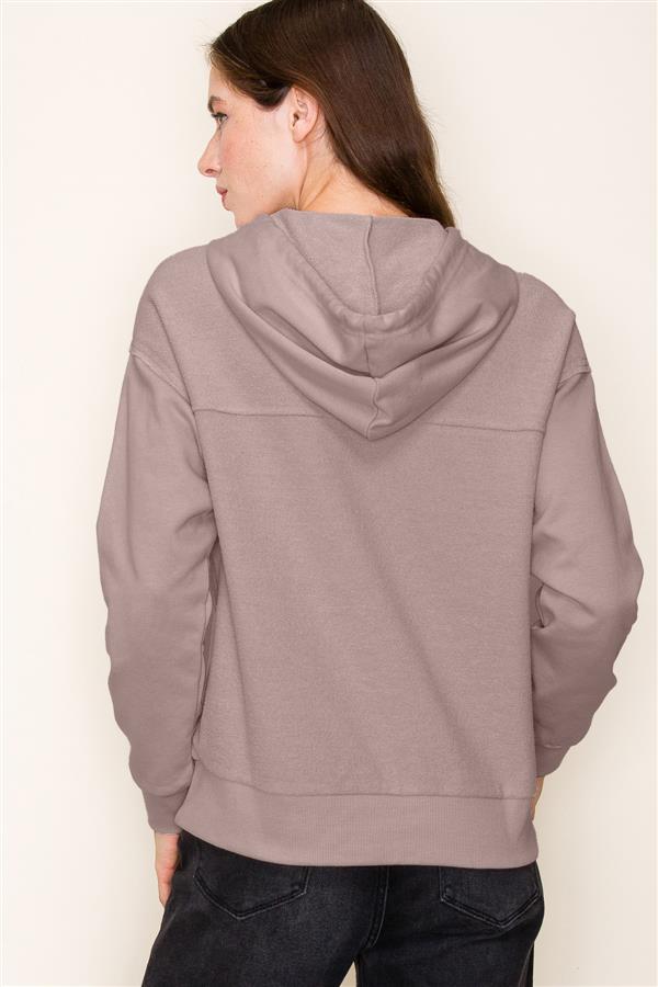 Hooded Button Down Pullover Top