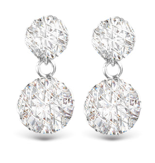 * Wire Overlay CZ Drop Earrings - Silver