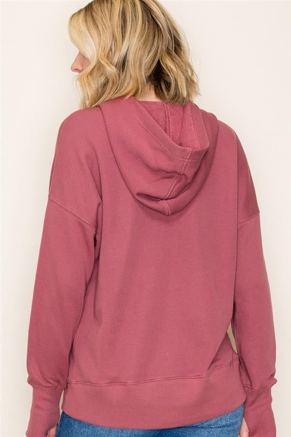 Oversized Snap Up Hooded Sweatshirt