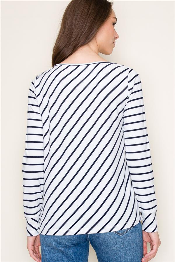 Boat Neck Striped Baby Ribbed Top