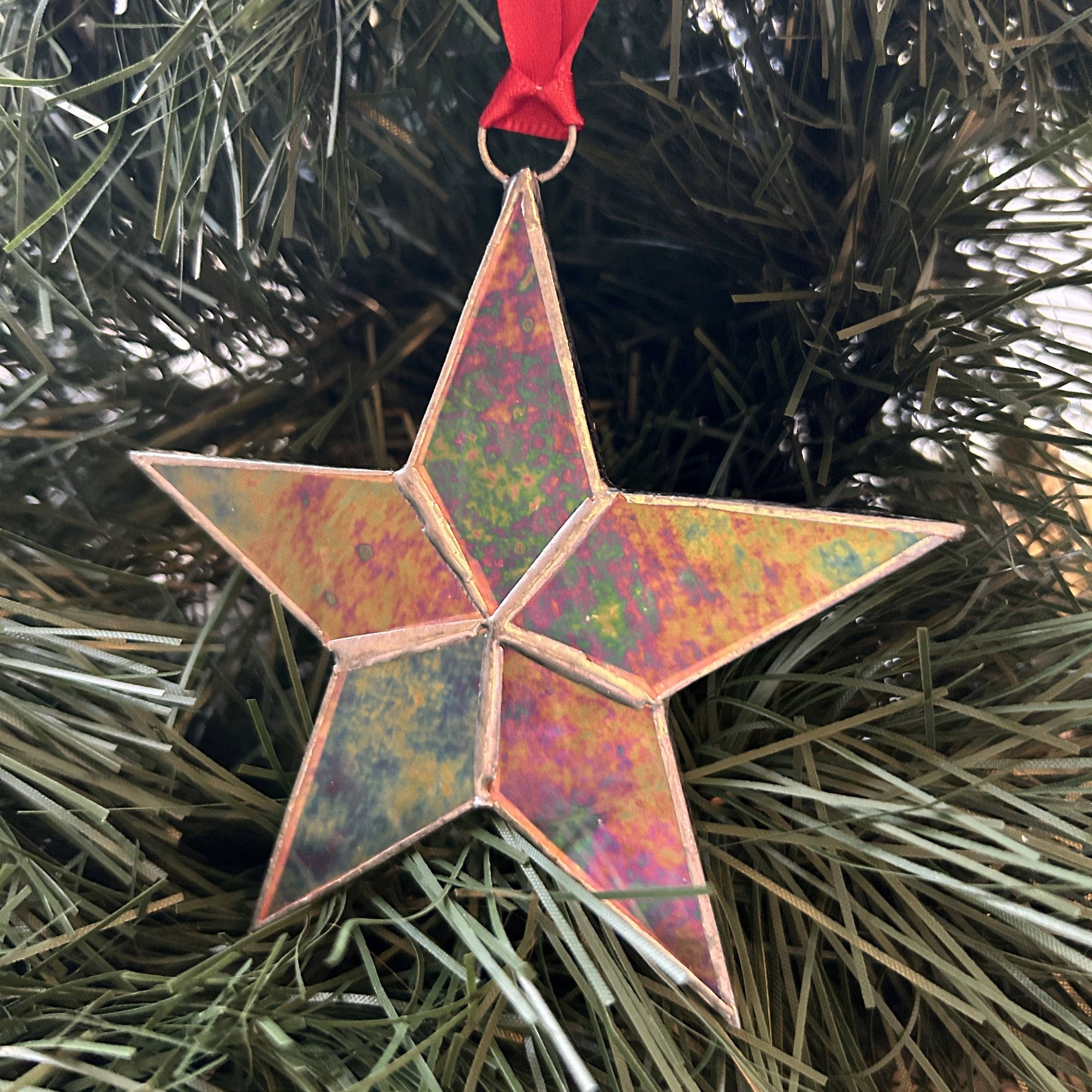 1st Christmas Wedding Ornament Stained Glass Star