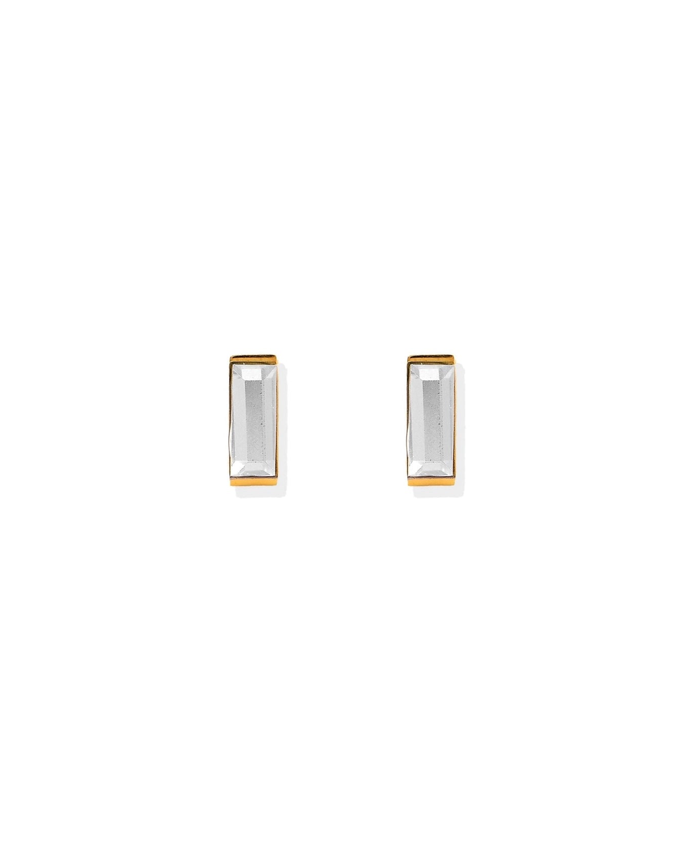 Amber Gold Screwback Stud Earrings – Rectangular CZ Flat Back Earrings