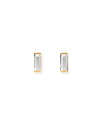 Amber Gold Screwback Stud Earrings – Rectangular CZ Flat Back Earrings