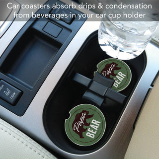 Papa Bear Absorbent Stone Car Coaster 1 Pk