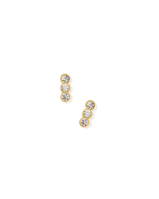 Poppy Gold Triple CZ Screwback Stud Earrings