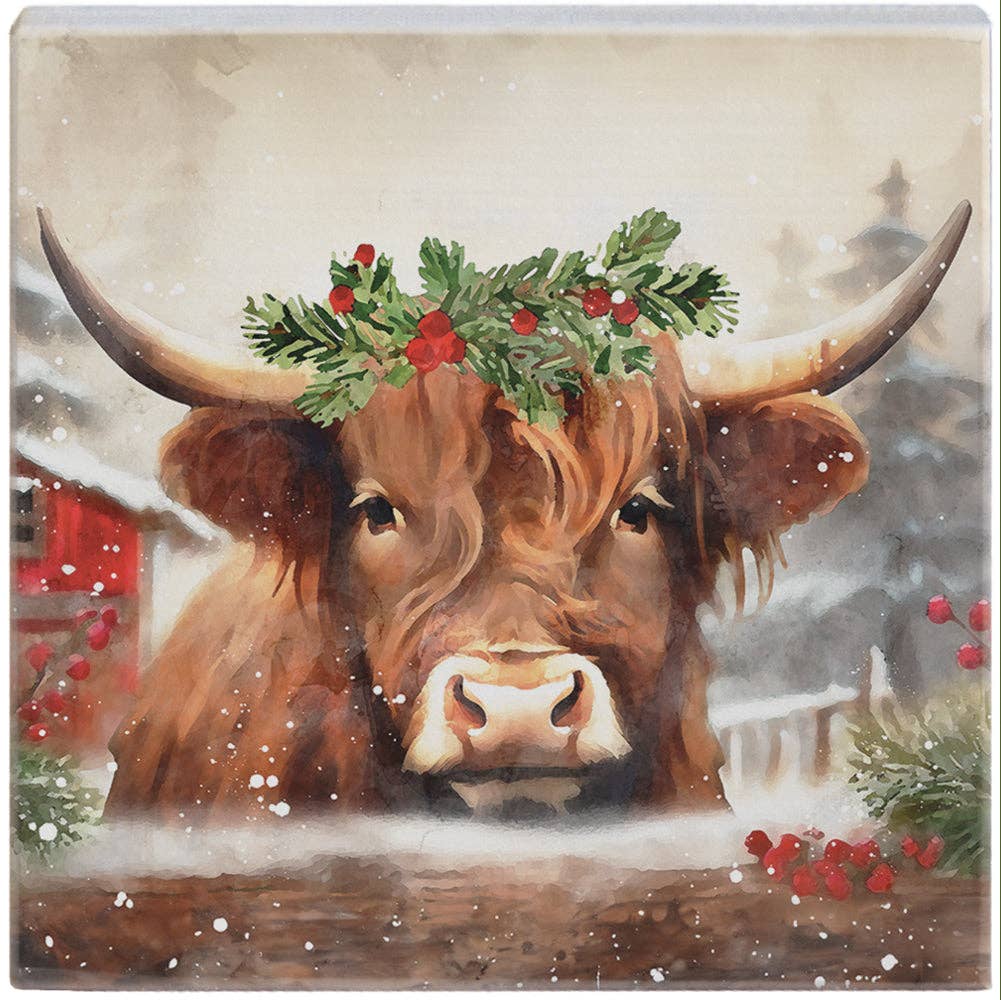 Christmas Yak Art Decorative Sign
