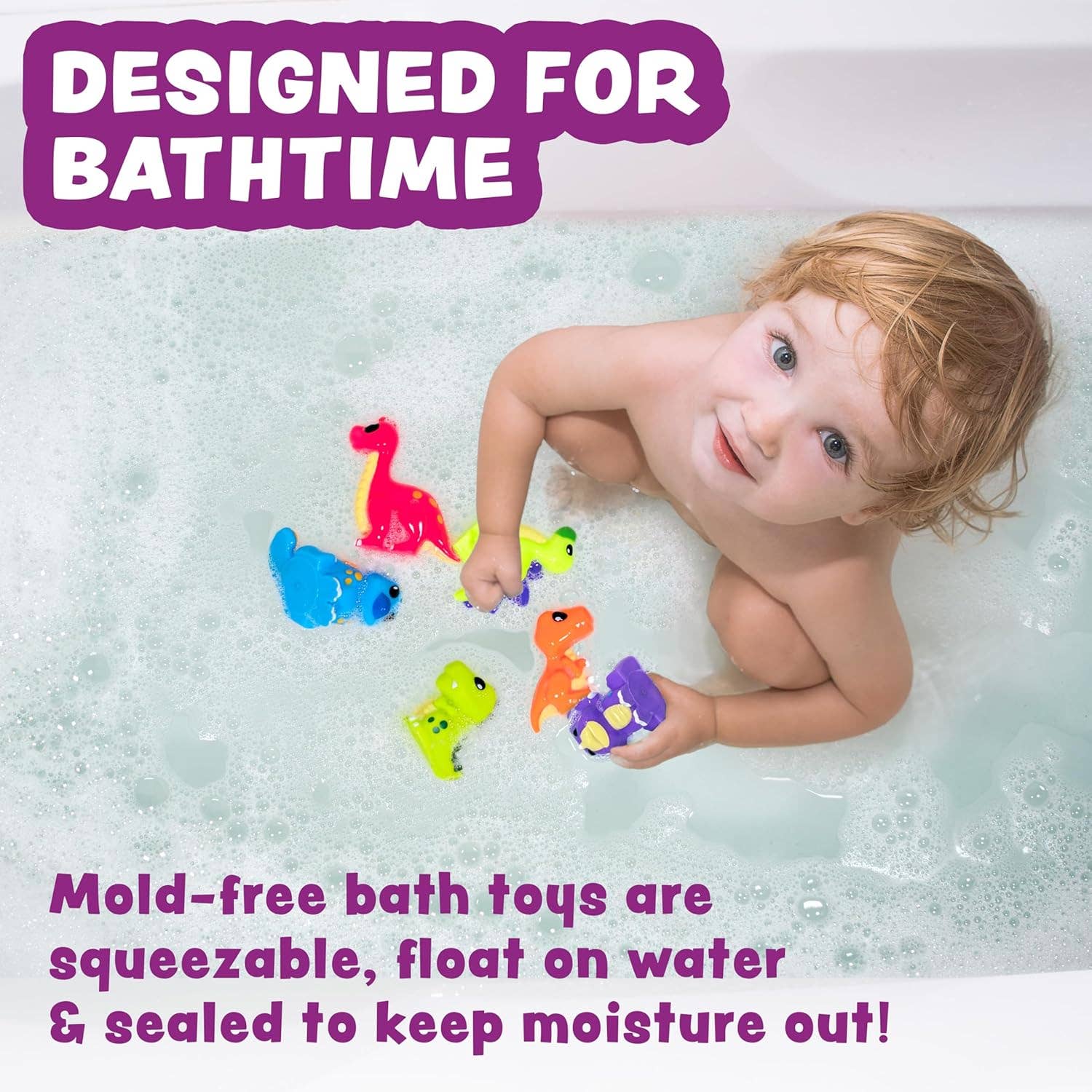 Tub Works® Dinosaur Mold Free Bath Toys, 6 Pack