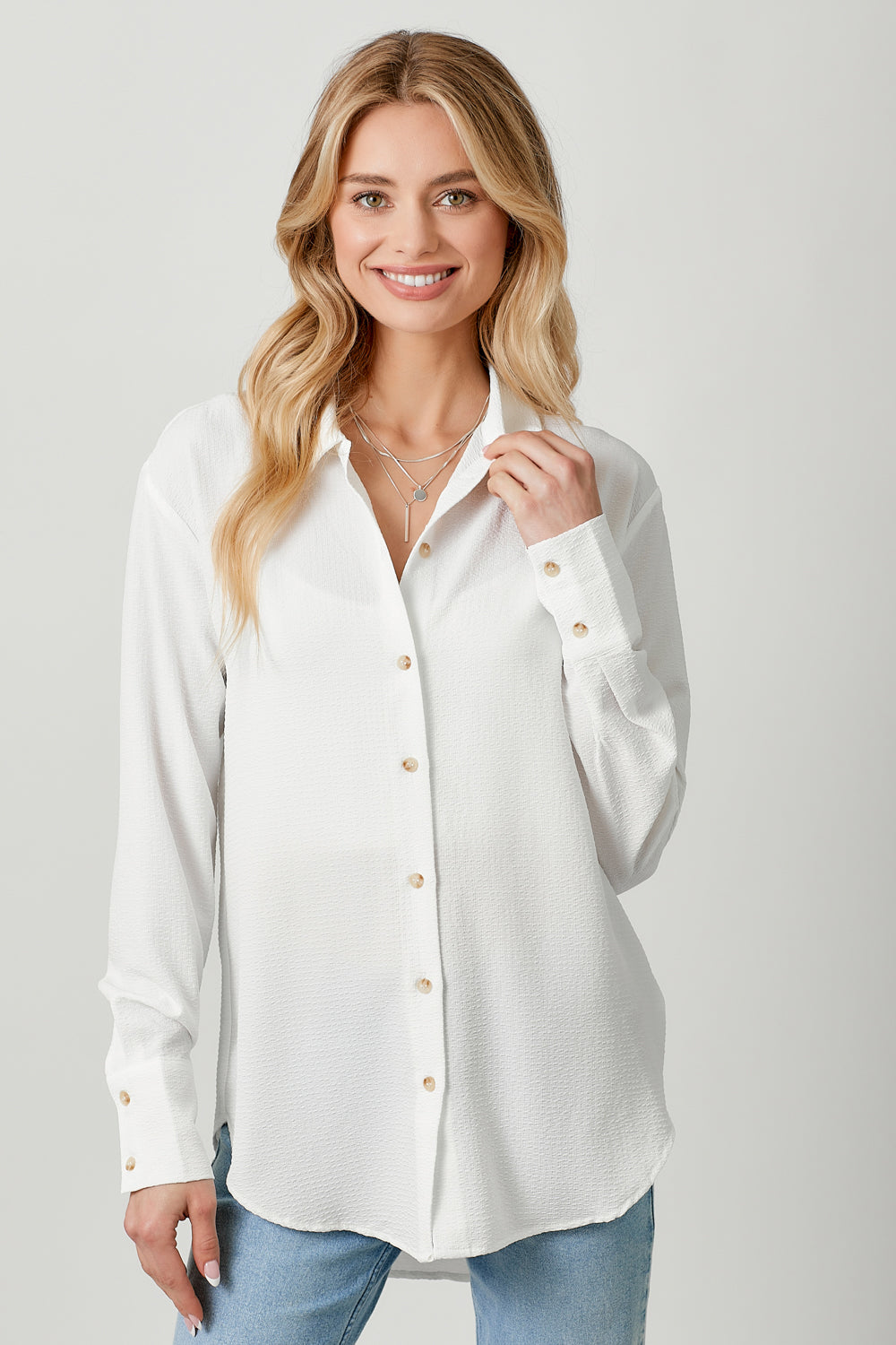 Textured Baggy Button Down Shirt FINAL SALE