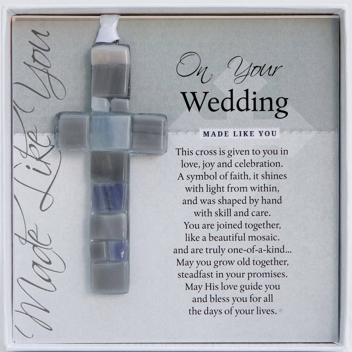 Wedding Day Handmade Mosaic Glass Cross