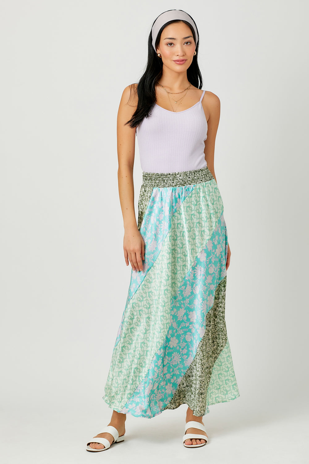 Mixed Print A-Line Skirt