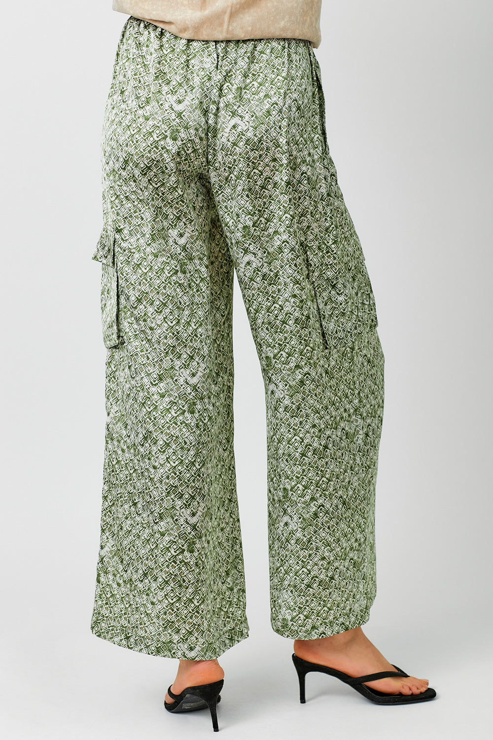 Satin Printed Wide Leg Cargo Pants FINAL SALE