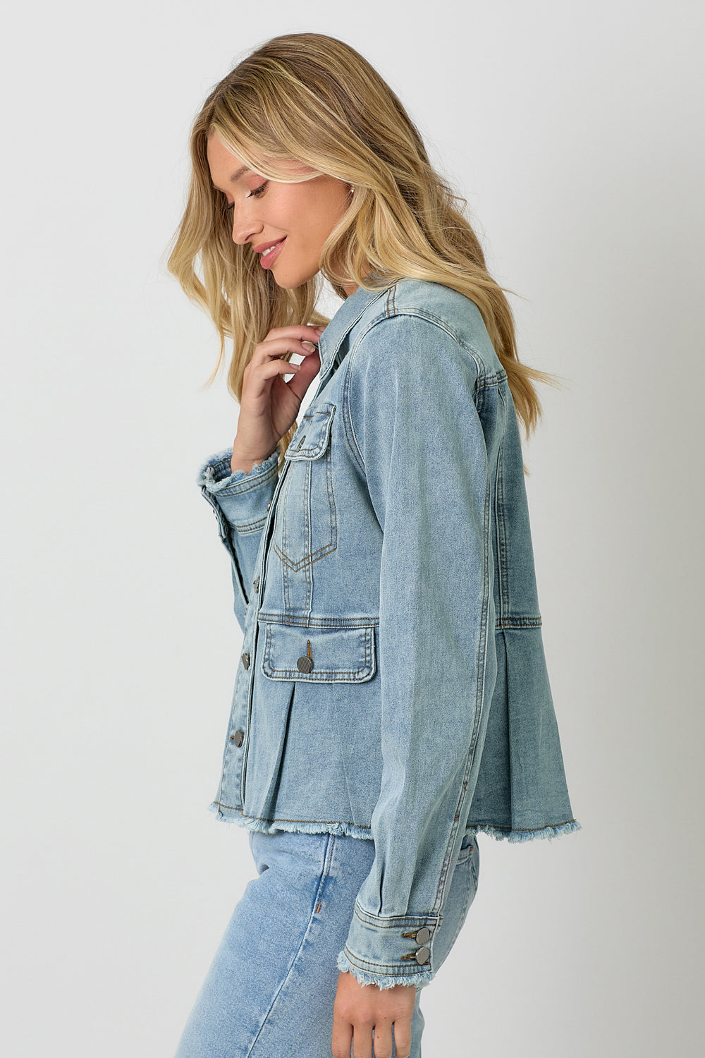 Washed Denim Peplum Jacket