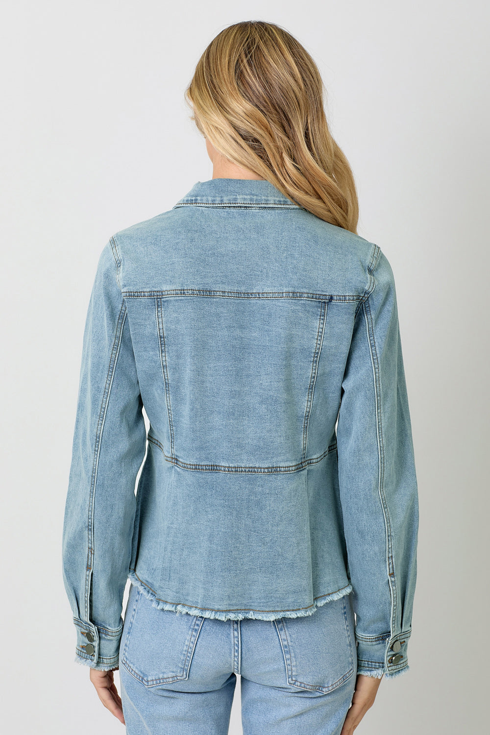 Washed Denim Peplum Jacket