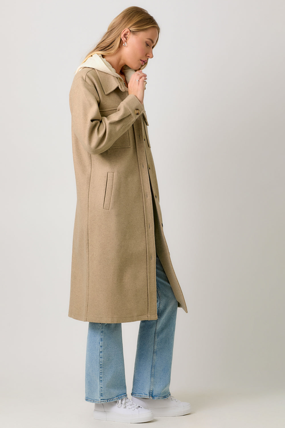 Hooded Solid Color Coat