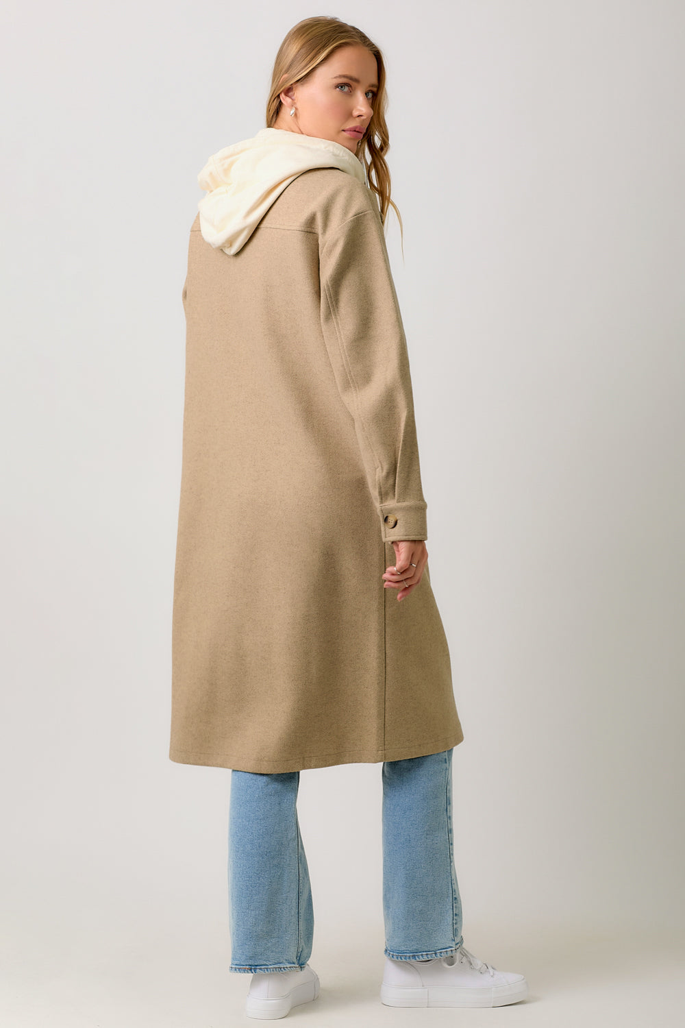 Hooded Solid Color Coat