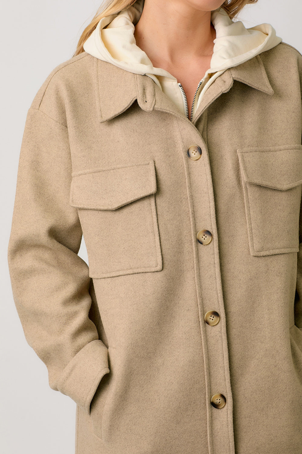 Hooded Solid Color Coat