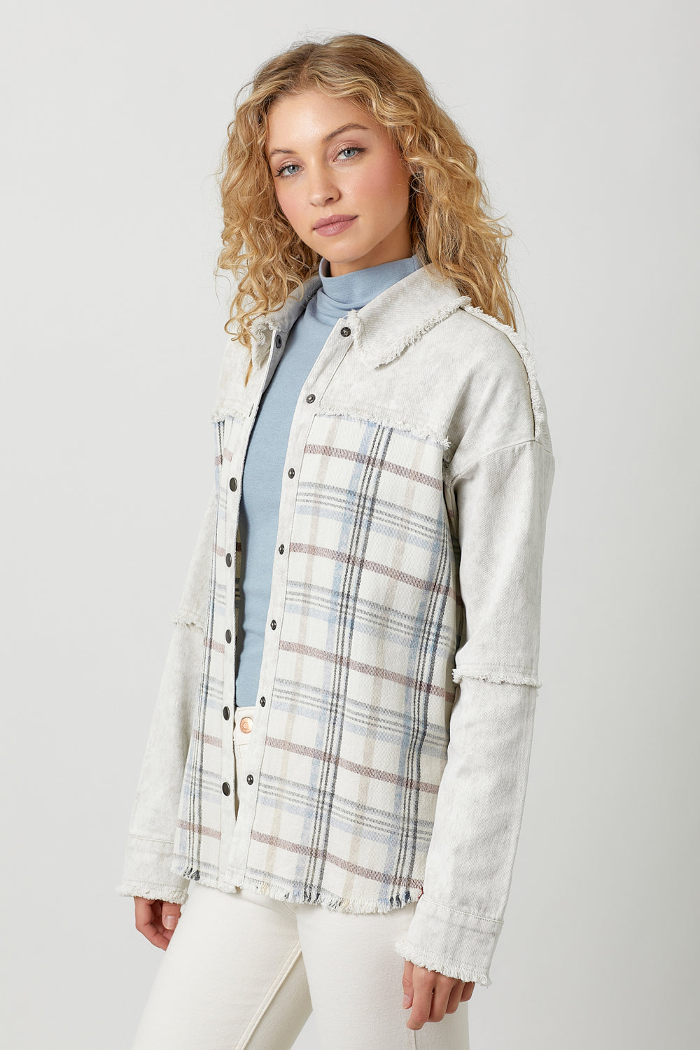 Washed Plaid Mix Jacket