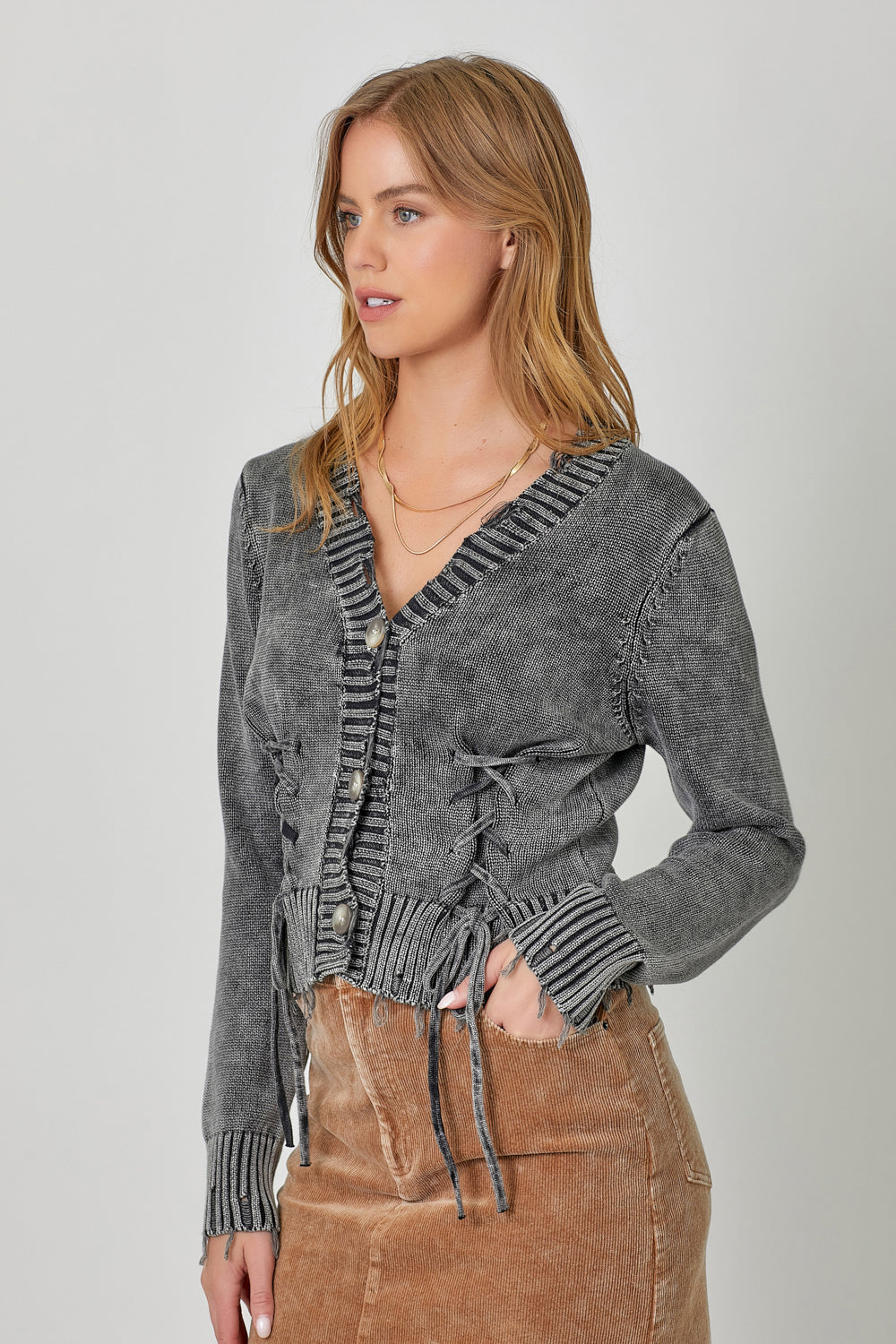 Washed Button Down Cardigan