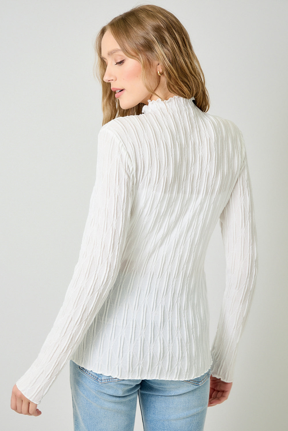 Lettuce Edge Texture Knit Top