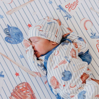 All Star Baseball Top Knot Baby Hat