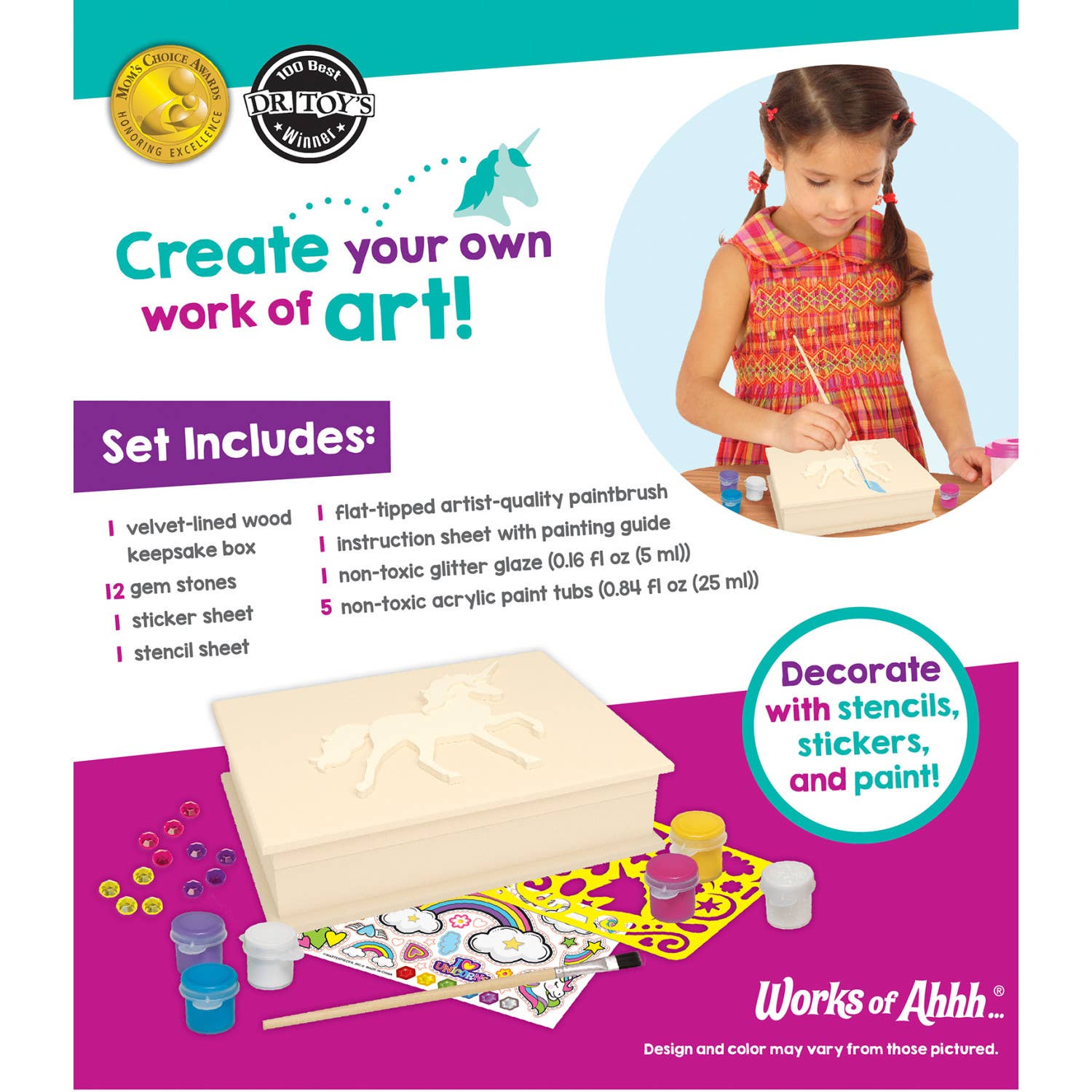 Unicorn Keepsake Box Wood Paint Set