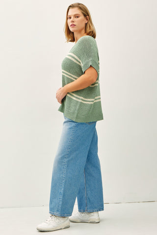 Plus Size Striped V-Neck Sweater FINAL SALE