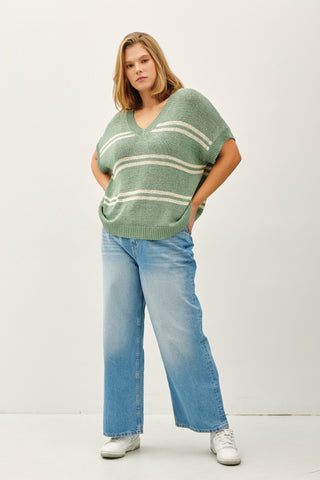 Plus Size Striped V-Neck Sweater FINAL SALE